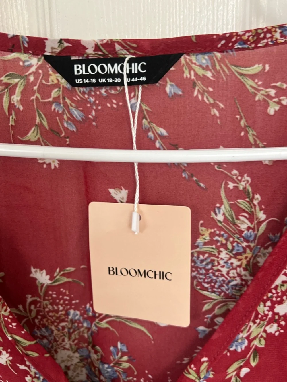 2 BloomChic Rust Floral V-Neck Layered Blouse NWT sz 14-16 - Picture 9 of 9